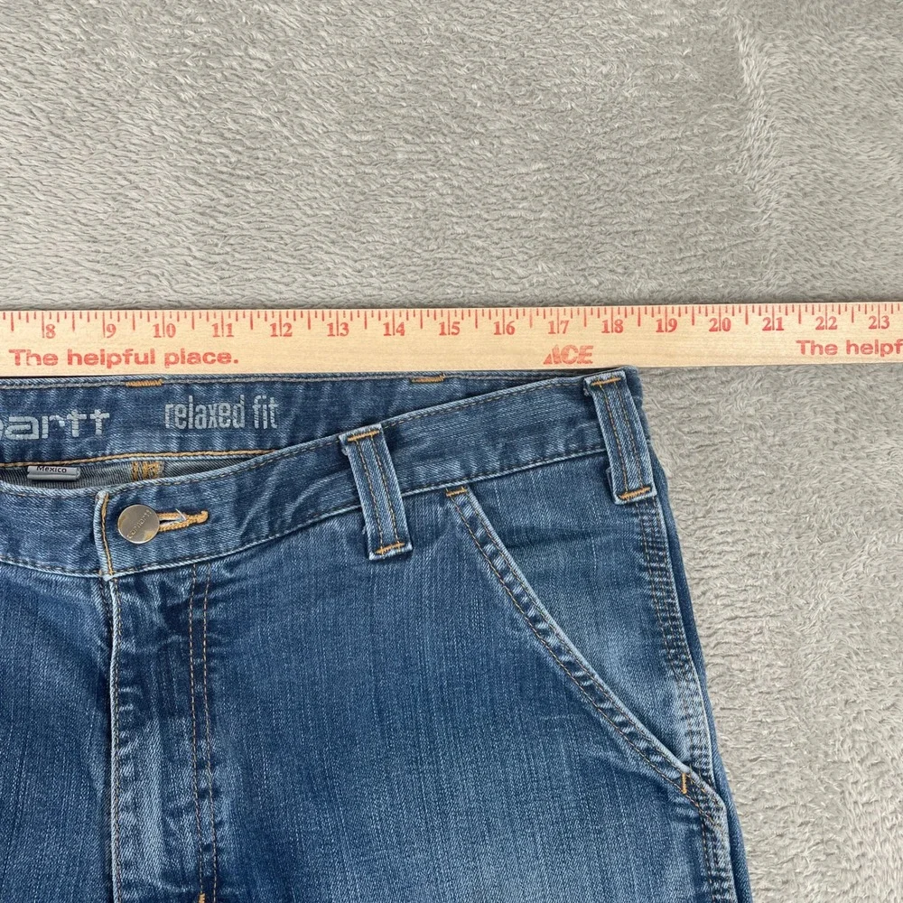 Carhartt Carpenter Jeans Mens 36x33 Blue Rugged Flex Relaxed Fit Workwear‎ Denim